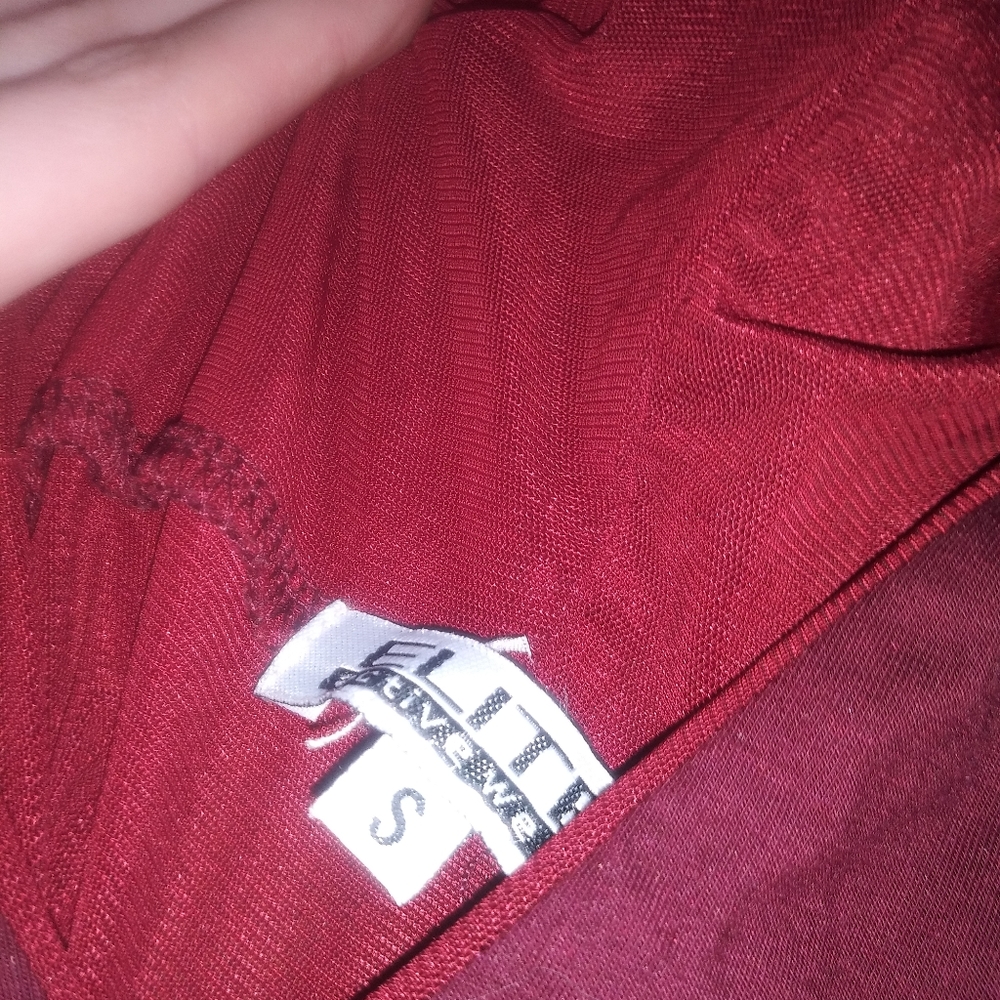 Sheer red hooded workout shirt